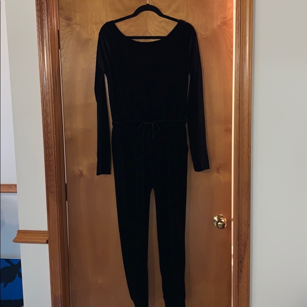 Black off the shoulder, velvet jumper